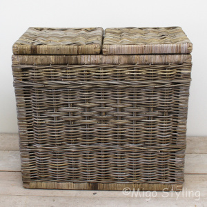 Duo Wäschekorb, Rattan Grau