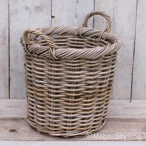 Haardmand rond (M) grey rotan
