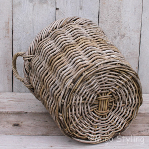 Kaminkorb rund (M) , Rattan Grau