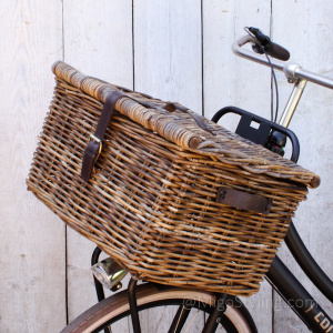 Fahrradkorb groß mit Deckel Braun
