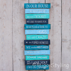 Family Rules bord Blauw groot 