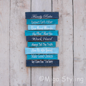 Family Rules bord Blauw