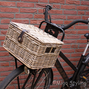 Fietsmand met deksel (M) grey rotan