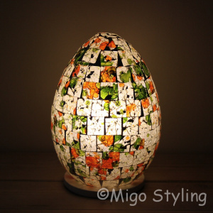 Gekleurde Mozaiek design tafellamp Egg (rood oranje groen)