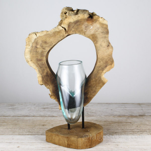 Glas op hout ornament (a)