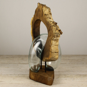 Glas op hout ornament (b)