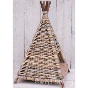 Hundebett Pyramide Rattan Grau