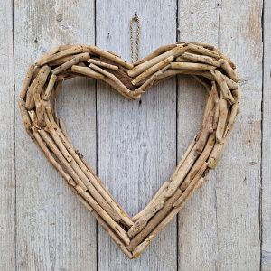 Houten hart deurhanger