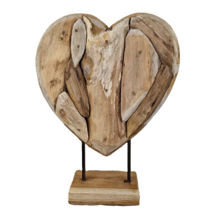 Houten hart groot op standaard