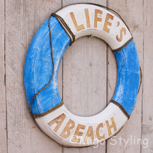 Houten boei Life's a beach Blauw