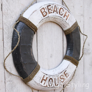 Houten boei Beach House Grijs