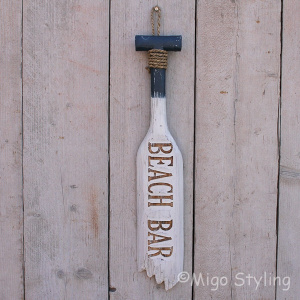 Houten peddel Beach bar wit / blauw