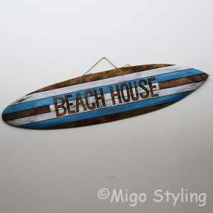 Houten Surfplank Beach House gekleurd