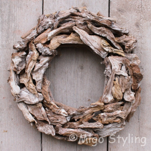 Houtkrans white wash Dia 50cm