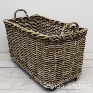 Houtmand (M) op wielen Rechthoek grey rotan