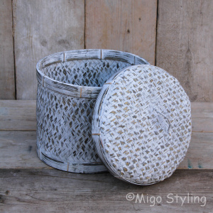 Bamboe sfeermand (S) met deksel grey wash