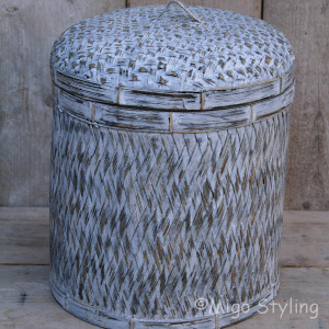 Bamboe sfeermand (M) met deksel grey wash