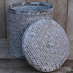 Bamboe sfeermand met deksel grey wash