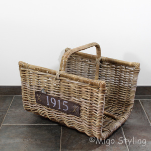 Rotan lectuur / houtmand grey
