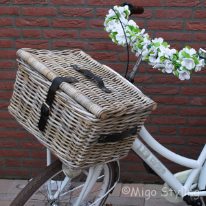 Bakfietsmand middel met deksel grey