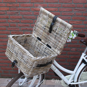 Bakfietsmand middel met deksel grey