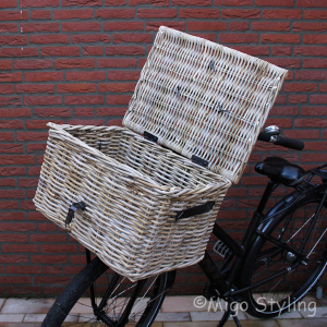 Bakfietsmand groot met deksel grey