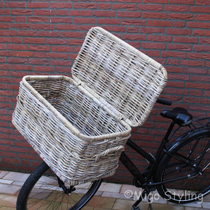 Fietskoffer groot grey rotan 