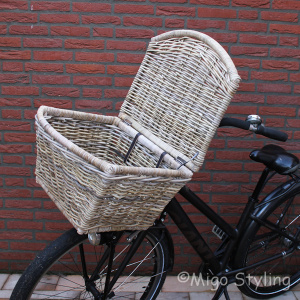 Fahrradkorb mit Deckel (L), Rattan Grau