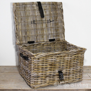 Korb mit Deckel (XL) Rattan Grau