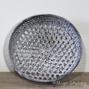 Bambuskorb (S), offen, grau gewaschen