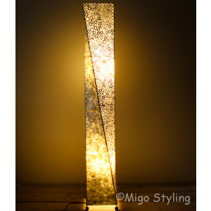 Vloerlamp Twist capizschelp 150 cm licht bamboe