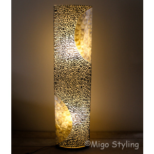 Vloerlamp Capizschelp met bamboe ovaal (donker)
