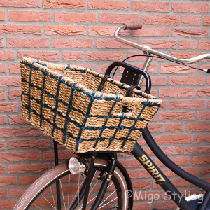 Fietsmand gevlochten riet (blue)