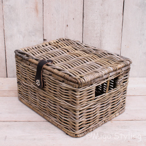 Mand met deksel (M) grey rotan