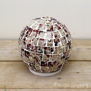 Farbige Mosaik-Design-Tischlampe Sphere (rot, orange, grün)
