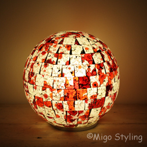 Farbige Mosaik-Design-Tischlampe Sphere (orange)