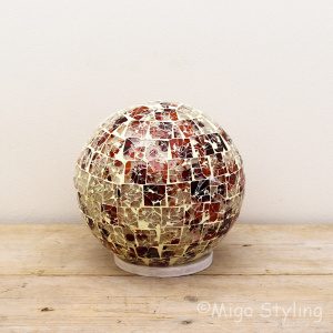 Gekleurde Mozaiek design tafellamp Bol (rood oranje)