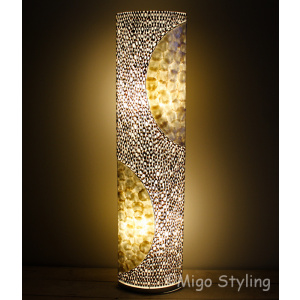 Vloerlamp Capizschelp met bamboe ovaal (licht)
