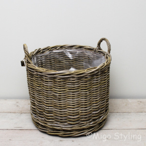 Haardmand / mand voor planten M met wielen
