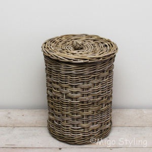 Wasmand rond met binnenzak 35 cm grey rotan