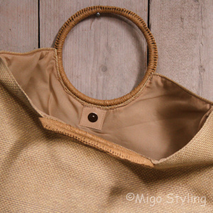 Jute tas met ronde hengsels