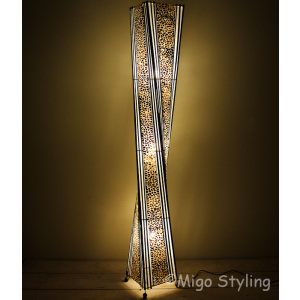 Vloerlamp Twist capizschelp 170 cm brons koper