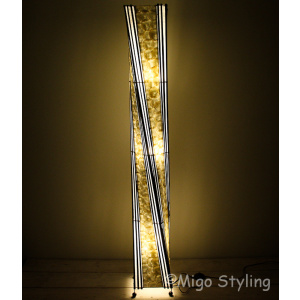 Vloerlamp Twist capizschelp 170 cm zwart wit