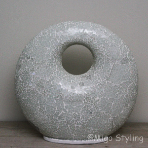 Mozaiek design tafellamp Donut wit