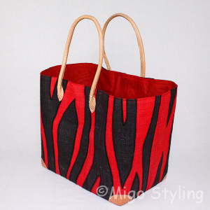 Jute tas Rood met zwarte strepen