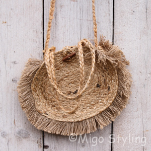 Jute schoudertas rond - Roundie bag 