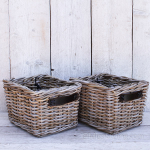 Kastmand met leren handgreep 30cm