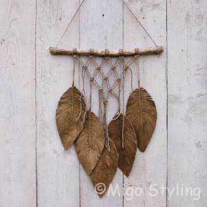 Macramé Wandkleed Blad Bohemian bruin