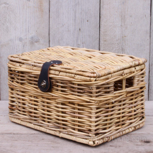Korb mit Deckel (M) natürliches Rattan