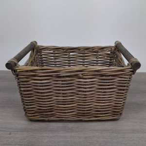 Mand rechthoek met houten handgreep S